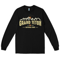 Black grand teton national park est 1929 vinage wyoming mountains graphic Long Sleeve Tee - linhVisuals