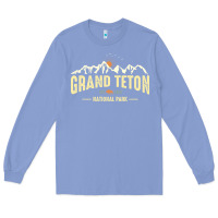 Colony Blue grand teton national park est 1929 vinage wyoming mountains graphic Long Sleeve Tee - linhVisuals