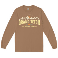 Toasted Coconut grand teton national park est 1929 vinage wyoming mountains graphic Long Sleeve Tee - linhVisuals
