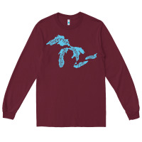 Burgundy great lakes of michigan Long Sleeve Tee - linhVisuals