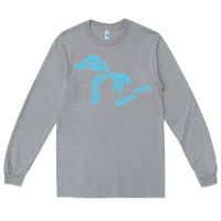 Heather Grey great lakes of michigan Long Sleeve Tee - linhVisuals