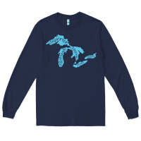Navy great lakes of michigan Long Sleeve Tee - linhVisuals