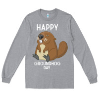Heather Grey happy groundhog day respect the shadow funny spring prediction holiday Long Sleeve Tee - linhVisuals