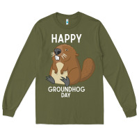 Army Green happy groundhog day respect the shadow funny spring prediction holiday Long Sleeve Tee - linhVisuals