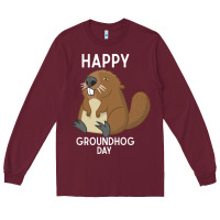 Burgundy happy groundhog day respect the shadow funny spring prediction holiday Long Sleeve Tee - linhVisuals