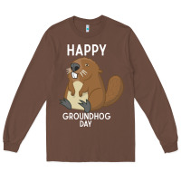 Chestnut happy groundhog day respect the shadow funny spring prediction holiday Long Sleeve Tee - linhVisuals