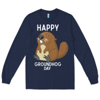 Navy happy groundhog day respect the shadow funny spring prediction holiday Long Sleeve Tee - linhVisuals