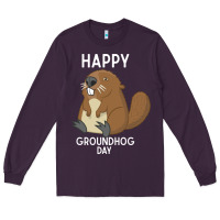 Plum happy groundhog day respect the shadow funny spring prediction holiday Long Sleeve Tee - linhVisuals