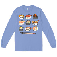 Colony Blue happy sushi kawaii anime japanese food lover funny illustration gift Long Sleeve Tee - linhVisuals