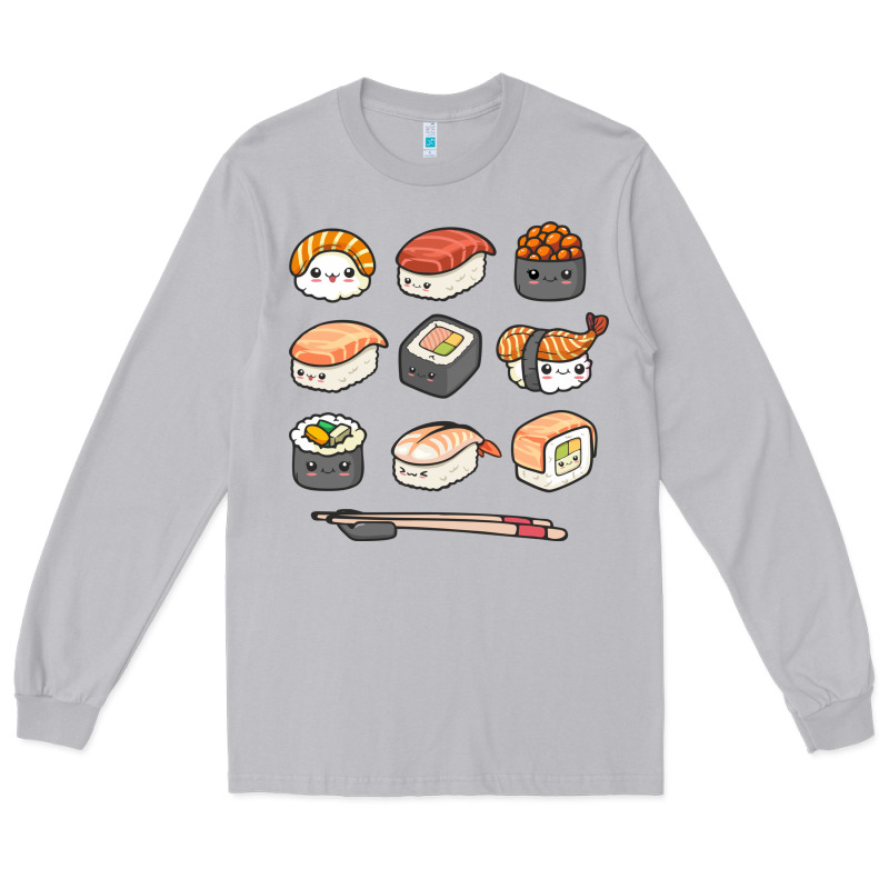 Happy Sushi Kawaii Anime Japanese Food Lover Funny Illustration Gift Long Sleeve Tee by linhVisuals | Teevron