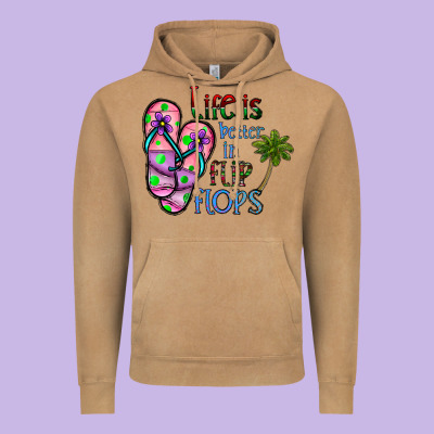 Life Is Better İn Flip Flops Vintage Hoodie Designed By Cowhidedigitalart