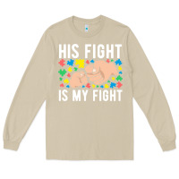 Mushroom his fight is my fight autism dad mom fist bump cute supportive awarene Long Sleeve Tee - linhVisuals