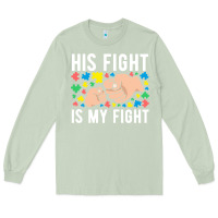 Matcha his fight is my fight autism dad mom fist bump cute supportive awarene Long Sleeve Tee - linhVisuals