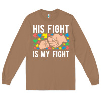 Toasted Coconut his fight is my fight autism dad mom fist bump cute supportive awarene Long Sleeve Tee - linhVisuals
