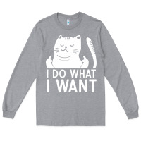 Heather Grey i do what i want cat giving a finger funny middle finger rude graphic Long Sleeve Tee - linhVisuals