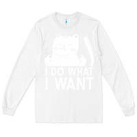 White i do what i want cat giving a finger funny middle finger rude graphic Long Sleeve Tee - linhVisuals