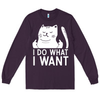 Plum i do what i want cat giving a finger funny middle finger rude graphic Long Sleeve Tee - linhVisuals
