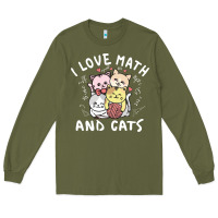 Army Green i love math and cats mountain heart mathematics lover gifts cute and f Long Sleeve Tee - linhVisuals