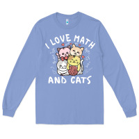 Colony Blue i love math and cats mountain heart mathematics lover gifts cute and f Long Sleeve Tee - linhVisuals