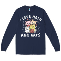 Navy i love math and cats mountain heart mathematics lover gifts cute and f Long Sleeve Tee - linhVisuals