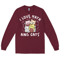 Burgundy i love math and cats mountain heart mathematics lover gifts cute and f Long Sleeve Tee - linhVisuals