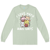 Matcha i love math and cats mountain heart mathematics lover gifts cute and f Long Sleeve Tee - linhVisuals
