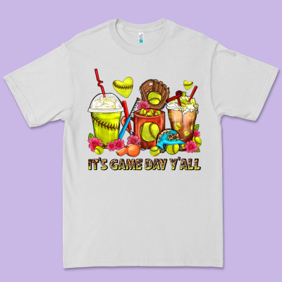 It's Game Day Y'all Softball Coffee Cups Premium Tee Designed By Fadigitalartstudio