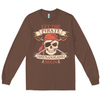 Chestnut let the pirate shenanigans begin skull vintage pirate skeleton hallowe Long Sleeve Tee - linhVisuals