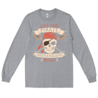 Heather Grey let the pirate shenanigans begin skull vintage pirate skeleton hallowe Long Sleeve Tee - linhVisuals