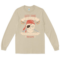 Mushroom let the pirate shenanigans begin skull vintage pirate skeleton hallowe Long Sleeve Tee - linhVisuals
