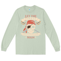 Matcha let the pirate shenanigans begin skull vintage pirate skeleton hallowe Long Sleeve Tee - linhVisuals