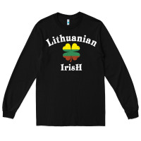 Black lucky lithuanian irish flag shamrock leaf st patricks day Long Sleeve Tee - linhVisuals
