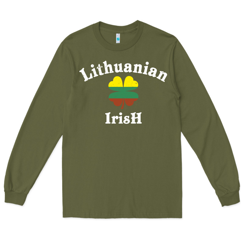 Lucky Lithuanian Irish Flag Shamrock Leaf St Patricks Day Long Sleeve Tee by linhVisuals | Teevron