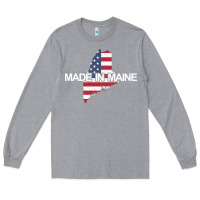 Heather Grey made in maine american flag funny patriotic state lover gift Long Sleeve Tee - linhVisuals