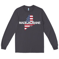 Smoke made in maine american flag funny patriotic state lover gift Long Sleeve Tee - linhVisuals