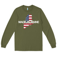 Army Green made in maine american flag funny patriotic state lover gift Long Sleeve Tee - linhVisuals