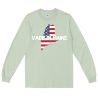 Matcha made in maine american flag funny patriotic state lover gift Long Sleeve Tee - linhVisuals