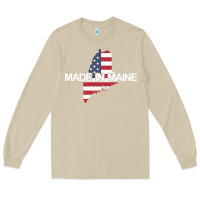 Mushroom made in maine american flag funny patriotic state lover gift Long Sleeve Tee - linhVisuals