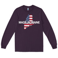 Plum made in maine american flag funny patriotic state lover gift Long Sleeve Tee - linhVisuals