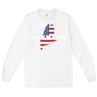 White made in maine american flag funny patriotic state lover gift Long Sleeve Tee - linhVisuals