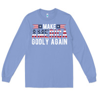 Colony Blue make america godly again american flag letters christian quote Long Sleeve Tee - linhVisuals