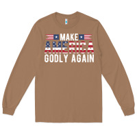 Toasted Coconut make america godly again american flag letters christian quote Long Sleeve Tee - linhVisuals