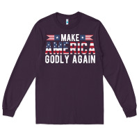 Plum make america godly again american flag letters christian quote Long Sleeve Tee - linhVisuals