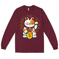 Maneki Neko Lucky Cat Money Feline Japanese Good Luck Charm Kitten Gif Long Sleeve Tee | Teevron