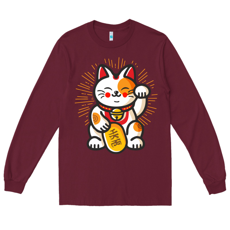 Maneki Neko Lucky Cat Money Feline Japanese Good Luck Charm Kitten Gif Long Sleeve Tee by linhVisuals | Teevron