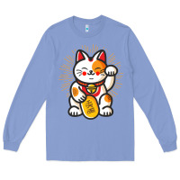 Colony Blue maneki neko lucky cat money feline japanese good luck charm kitten gif Long Sleeve Tee - linhVisuals