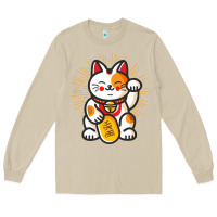 Mushroom maneki neko lucky cat money feline japanese good luck charm kitten gif Long Sleeve Tee - linhVisuals