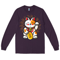 Plum maneki neko lucky cat money feline japanese good luck charm kitten gif Long Sleeve Tee - linhVisuals