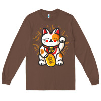 Chestnut maneki neko lucky cat money feline japanese good luck charm kitten gif Long Sleeve Tee - linhVisuals