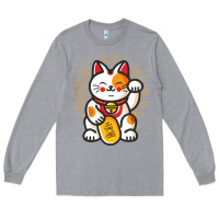 Heather Grey maneki neko lucky cat money feline japanese good luck charm kitten gif Long Sleeve Tee - linhVisuals